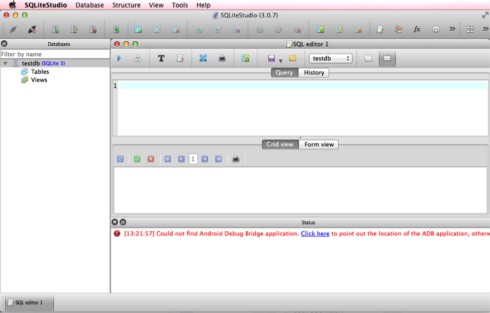 SQLiteStudio interface with SQL editor and databases window